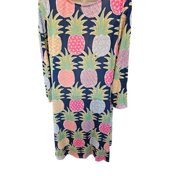 Simply southern size XL pineapple Lilly inspired shift midi dress EUC colorful - Picture 3 of 8